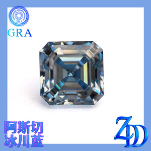 GRA Moissanite Square Glacier Blue Lab Created Loose Gemstone for Jewelry Making - Product Image 5