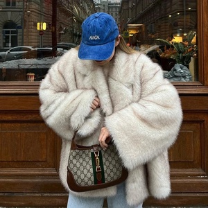 Zeyu Damen Oversize-Kunstpelzmantel 2026 Winter mit Reverskragen, mittellang, dick, warm, flauschig, Kunstpelzjacke, Kunstpelz-Übermantel ODM - Product Image 3