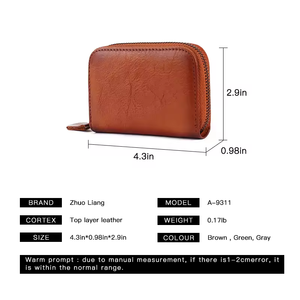 Dompet koin Minimum Forever muda pria dompet kartu kulit kosong kecil dompet bisnis Label pribadi pengatur uang dompet kulit sapi - Product Image 6
