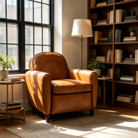 Canapé simple classique en PU avec structure en bois, design européen-américain pour salon et bureau |   Meubles de luxe de haute qualité