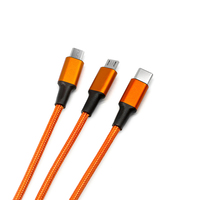 Kabel Pengisi Daya USB Type-C LED 3-in-1 dengan Logo Kustom untuk Ponsel & Kamera, Pengisian Daya Kecepatan Tinggi 120cm