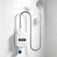 Nouvel Arrivage – Robinet Chauffe-Eau Électrique Instantané 110V en Acier Inoxydable avec Douchette, pour Usage Domestique et Extérieur, Fixation Murale, IPX4, LED