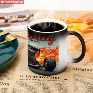 Custom Birthday Pattern <b>Mug</b> 11oz Frosted Black Ceramic <b>Heat</b> Activated Color <b>Changing</b> Cup - Product Image 5