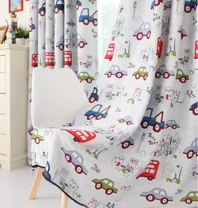 % 100% Polyester toptan karikatür araba baskılı karartma perdesi için çocuk perde oturma odası ve yatak odası için
