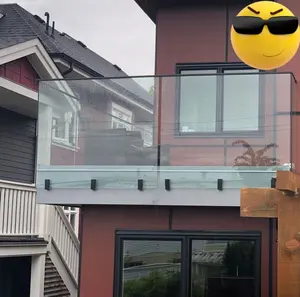 Hiện đại kính không khung ban công lan can với Wall Mount Spigot và lan can bằng thép không gỉ cho ngoài trời cầu thang lan can - Product Image 3