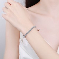 Bracelet Tennis Moissanite à Quatre Griffes Bracelet en Argent Sterling Pt950 Bracelet Moissanite Plaqué Or Homme