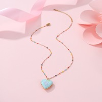 Collier pendentif cœur en forme de boîte à phases de lune mignon en dopamine avec chaîne en bambou, plaqué or véritable, bijoux en acier inoxydable