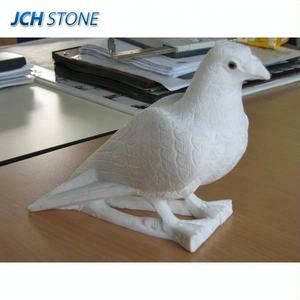 Sculpté à la main en pierre naturelle Animal oiseau sculpture en marbre blanc pierre colombe Pigeon Sculpture Statue sculptures - Product Image 1