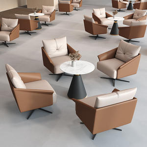 Juego de Mesa de Recepción para Oficina con Silla de Estilo Minimalista Italiano, Mesa de Reuniones de Diseño con Cuatro Sillas Giratorias de Alta Densidad - Product Image 1