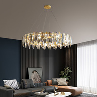 Lustre moderne de luxe en cristal K9, lampe suspendue nordique en verre gris fumé pour chambre à coucher, salon, salle à manger, luminaire décoratif rond