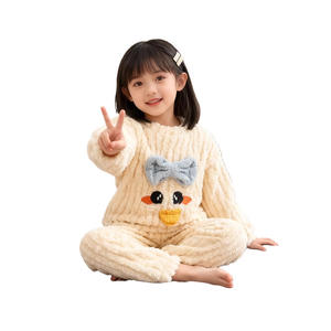 सर्दियों के बच्चे किशोर लड़कियों के लिए कार्टून, गर्म गर्म स्लीवलेवियर रात कपड़े पहने, लंबी आस्तीन वाली आस्तीन पजामा सेट - Product Image 1