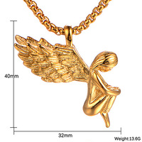 Collier délicat vintage avec pendentif aile d'ange féerique mythologique, nouvelle mode 2025, bijoux en acier inoxydable