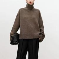 Pull en cachemire pour femme de haute qualité, couleur unie, col roulé, épais, chaud, décontracté, en laine de cachemire