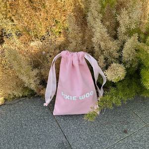 Bolsa de Joyería de Algodón Orgánico 100% Barata de Fábrica, Bolsa de Lona de Algodón de Color Rosa con Logotipo de Marca - Product Image 1