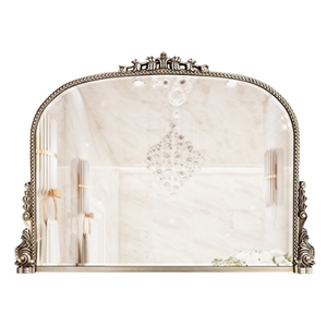 <span class=keywords><strong>Miroir</strong></span> mural vintage <span class=keywords><strong>grand</strong></span> format avec cadre en PU, décoration de salle de bain, style rétro, magnifique <span class=keywords><strong>miroir</strong></span> doré, argenté ou noir - Product Image 2