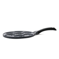 Poêle à œufs antiadhésive en aluminium noir à 7 trous, design coréen, poignée en bois, pour cuisinière à gaz et induction, cuisson domestique, vente en gros - Meilleures ventes