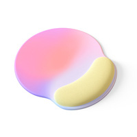 Tapis de souris rond en silicone avec repose-poignet, tapis de bureau au design minimaliste, couleurs contrastées dégradées