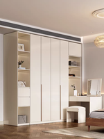 Armoires modernes en bois plaqué noir et blanc avec poignées en métal et portes battantes pour chambre à coucher, meubles de chambre à coucher