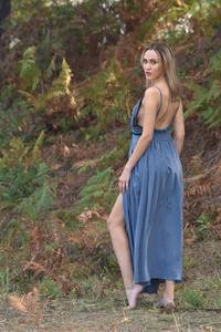 2024 <b>Summer</b> Vintage Blue 100% Cotton Women's Sleeveless Backless <b>Beach</b> Maxi <b>Dress</b> Floor-Length Woven Sweet Breathable Plain Dyed - Product Image 3