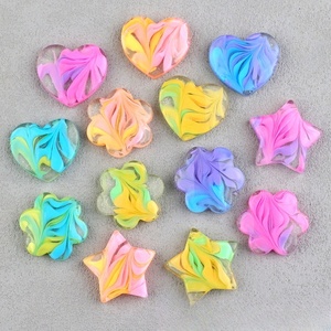 Best Sales Resin Crafts Resin Colorful Heart Shape Resin Pendant Wholesale Diy Phone Case Charms Key Chain for Decoration