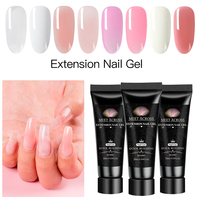 MEET ACROSS Gel UV LED Soak Off Acrylique Cristal Blanc Transparent Rose Nude Gel de Construction UV pour Ongles 20ml Gel Poly Extension d'Ongles