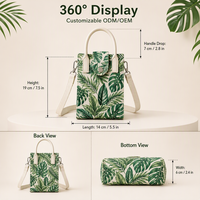 Sac bandoulière portable en toile détachable de qualité supérieure pour téléphone, style tropical, décontracté, personnalisable ODM/OEM