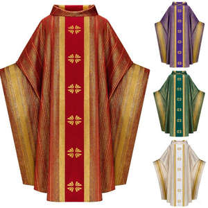 Vêtements liturgiques unisexes pour prêtres catholiques, chasuble élégante, costume de clergé, col, robe, cape, polyester médiéval - Product Image 3