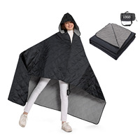 Manta térmica extragrande impermeable de forro polar grueso para camping y pícnic al aire libre con capucha, ideal para invierno.
