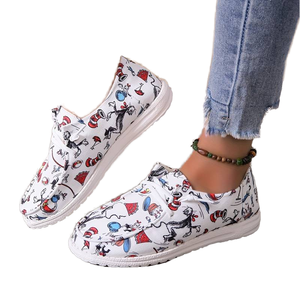 Chaussures en toile imprimées de dessins animés pour femmes, baskets décontractées été/hiver/printemps, basses, légères, confortables, plates, chaussures pour femmes - Product Image 1