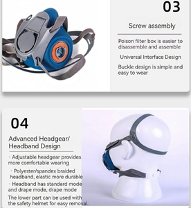 PPE masker Gas setengah wajah, <span class=keywords><strong>Respirator</strong></span> industri anti debu dapat digunakan kembali dengan kartrid Filter untuk keamanan pernapasan - Product Image 3