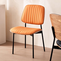 Ensemble de 2 chaises de salle à manger modernes du milieu du siècle Rétro Faux cuir Noyer Dos en bois courbé Pieds en métal Meubles de maison Siège rembourré