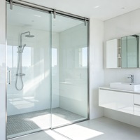 Porte coulissante étanche en alliage d'aluminium à cadre étroit, résistante à l'humidité, pour la séparation des zones humides intérieures des chambres et appartements