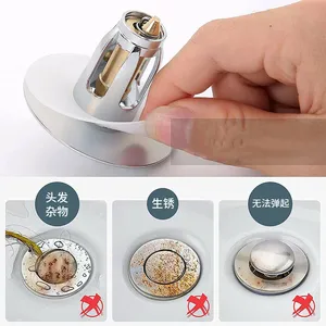 Özelleştirilmiş evrensel lavabo Pop Up drenaj pirinç itme tipi Anti tıkanma saç Catcher sıçrama çekirdek havzası lavabo fiş filtresi