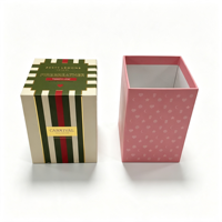 Boîte d'emballage de bougie parfumée à rayures vintage avec logo personnalisé, boîte cadeau rigide de luxe pour Noël et les fêtes, pour pot de bougie