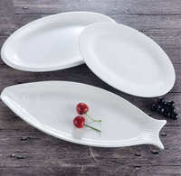 Assiette à poisson contemporaine en céramique blanche pure, écologique, très vendue, pour poisson vapeur, assiette creuse pour hôtel, restaurant, maison