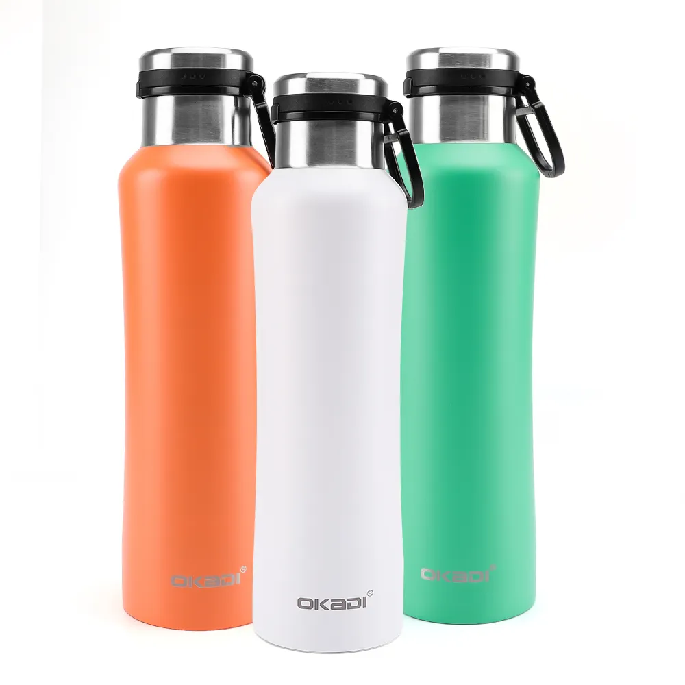 500ml Personalized Insulated Metal Sports Water Bottle, Stainless Steel Double Walled Vacuum Termos Straight Shape Thermos Flask