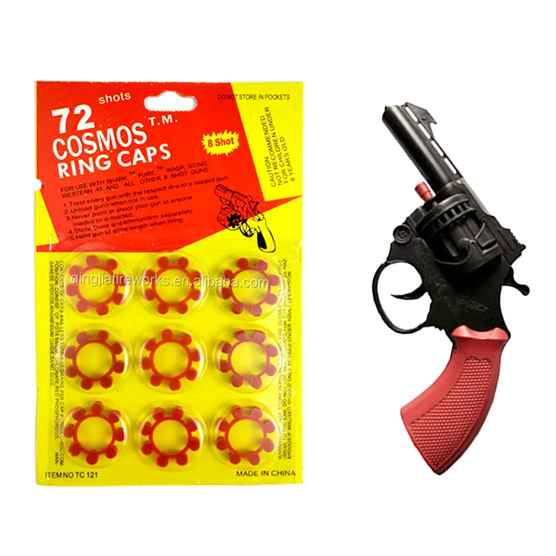 121 pistola ad anello in plastica a 8 colpi giocattolo fuochi d'artificio pistola giocattolo