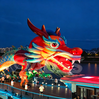 Dragon gonflable personnalisé de 18 m, modèle de dragon volant de style chinois, danseur aérien avec lumière LED pour exposition extérieure, événement