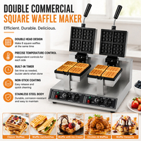 Vente flash : Gaufrier professionnel 3000W à double plaque, en acier inoxydable, pour restaurants et snack-bars