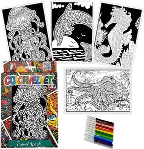 Wholesale Cheap Velvet Art Posters DIY Arts and Crafts School Supplies Rectangle Cards Velvet Art Colouring Posters