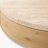 Table basse ronde en bois et marbre de luxe moderne pour salon