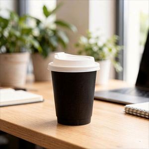 Gobelet en papier personnalisé avec logo, double paroi, écologique, 90 mm, 8/10/12/16 oz, avec couvercle, pour thé au lait, café chaud et restaurants (vente en gros) - Product Image 2