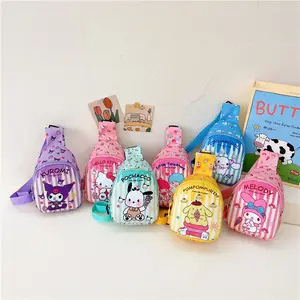 Sanrioed Kawaii Kulomi Cartoon Kinder Borst Tassen Crossbody Kleuterschool Rugzak Schooltas