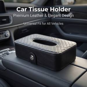 Caja de Almacenamiento Interior de Lujo en Cuero PU, Universal para Visera de Coche y Portapañuelos para Asiento Trasero, Nuevos Kits de Almacenamiento para Vehículos - Product Image 4