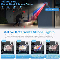 Tourelle de nuit couleur 6MP AI POE caméra de sécurité IP rouge bleu lampe de poche sirène d'alarme dissuasion active Intelligent VCA Audio bidirectionnel