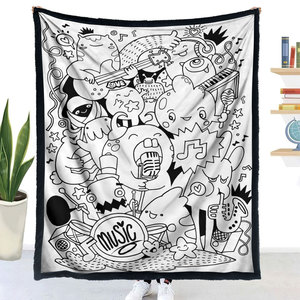 Couverture à colorier en velours double couche avec motif de <span class=keywords><strong>dessin</strong></span> animé <span class=keywords><strong>anime</strong></span> en fourrure d'agneau, à personnaliser soi-même, cadeau de vacances - Product Image 2