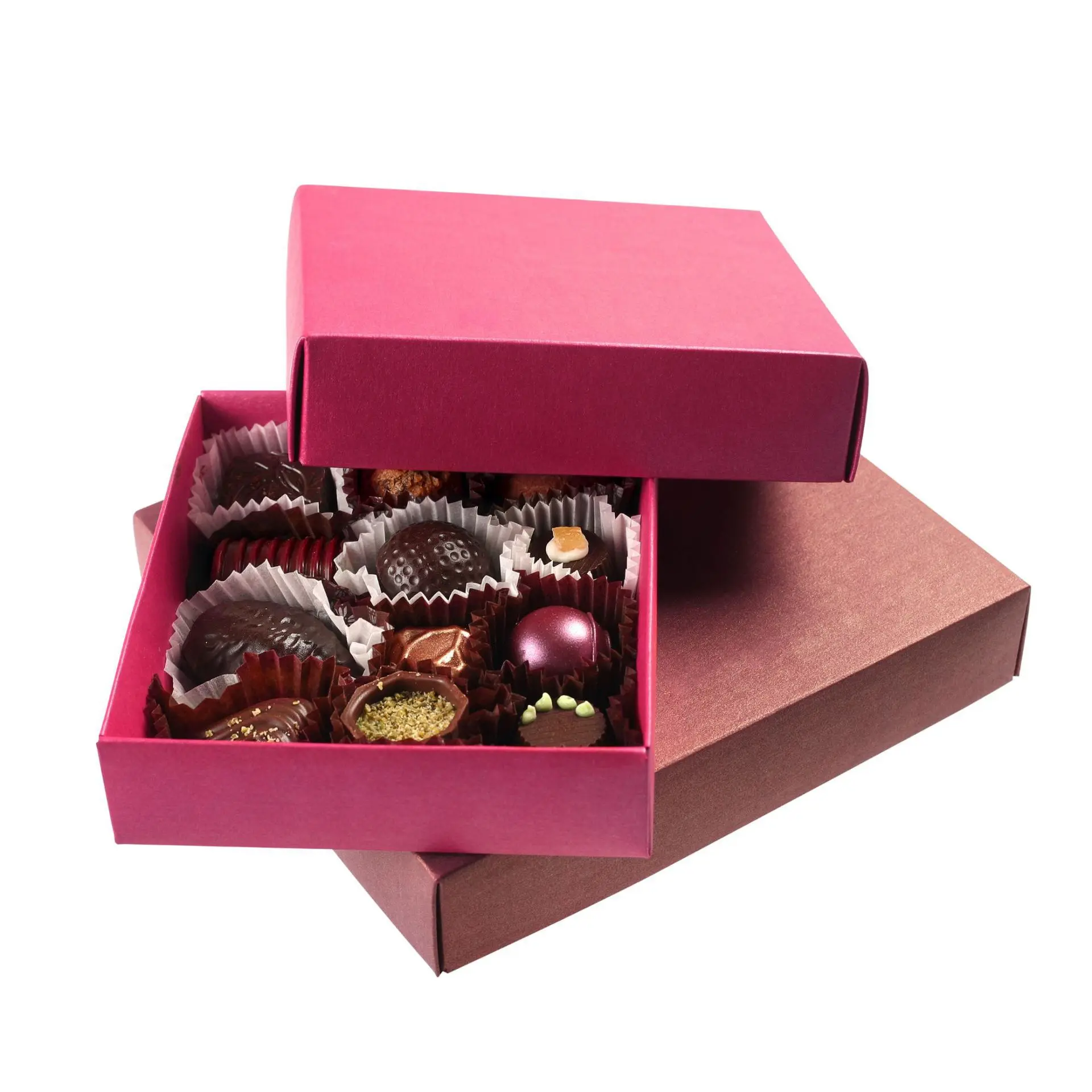 Kotak hadiah cokelat Hari Valentine kardus kustom kotak kemasan high-end sampul keras cokelat