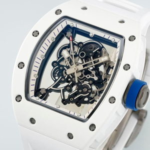 Reloj mecánico unisex de estilo ejecutivo con caja de cerámica blanca premium, movimiento esqueletizado de fabricación propia y resistente al agua. - Product Image 2