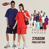 T-shirts personnalisés avec logo, coton lourd 275 g/m², style américain, coupe décontractée, unisexe, manches courtes, t-shirts vierges pour la vente en gros, style streetwear