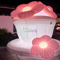 Fleur gonflable géante personnalisée pour publicité extérieure, tasse à thé gonflable lumineuse, statue d'art gonflable LED pour la décoration de parcs à thème